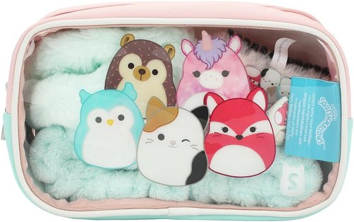 Bioworld Squishmallows 4-Piece Cosmetic Storage Kit - Clear Character Design Travel Bag Gift Set