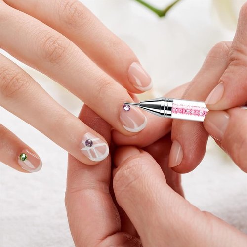 2 Pack Rhinestone Picker Tool Dotting Pen with 4 Wax Tips and Tray, Wax Pencil for Rhinestones, Gem Picker Pen Diamond Jewel Applicator, Rhinestone Tools Kit for Bedazzling DIY Nail Art
