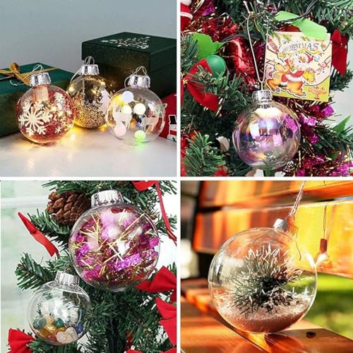 Clear Fillable Christmas Ornaments Balls Set - DIY Holiday Decor, 8 Pcs