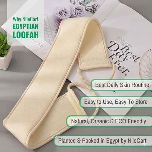 NileCart Back Loofah for Shower - Natural Loofah Back Scrubbers for Shower from Egyptian Loofah for Women & Men - Egyptian Loofah Sponge Back exfoliator. A Natural exfoliating Back Scrubber