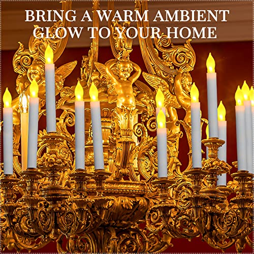60 Pcs Flameless LED Taper Candles Flickering White Yellow Set - Safe & Battery Operated