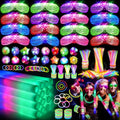 Glow in the Dark Party Supplies Set with Foam Sticks LED Glasses & Finger Lights