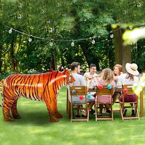 Huge Inflatable Tiger - Lifesize Jungle Animal Balloon for Safari Party - Brown Yellow