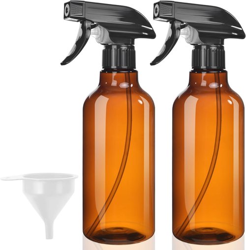 Skiennix Plastic Spray Bottles - 2-Pack 16.9 Oz | Heavy Duty Mist & Stream for Cleaning, Oils, Plants