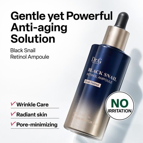 Dr. G Black Snail Retinol Ampoule - Advanced Anti-Aging Serum with Snail Mucin - 1.69 fl oz for Glowing Skin