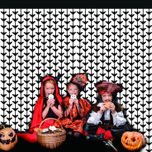 Halloween Foil Fringe Curtain Set - Black Bats Metallic Tinsel Streamers for Party Backdrops