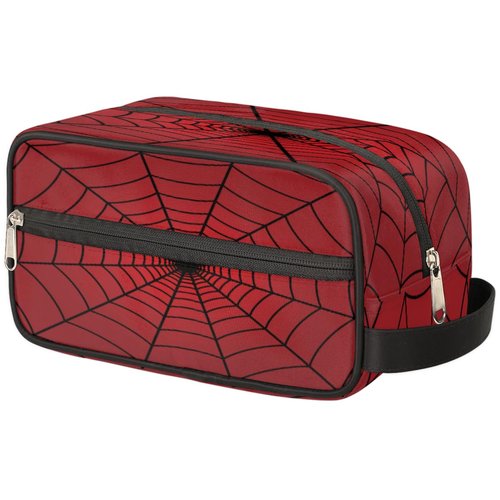 SinSenMa Red Spiders Web Toiletry Bag,Travel Cosmetic Bag,Hanging Makeup Bag,TSA Approved Hygiene Bag Waterproof Shave Dopp Kit Organizer for Toiletries Shower Bathroom Carry-on Accessories Gifts