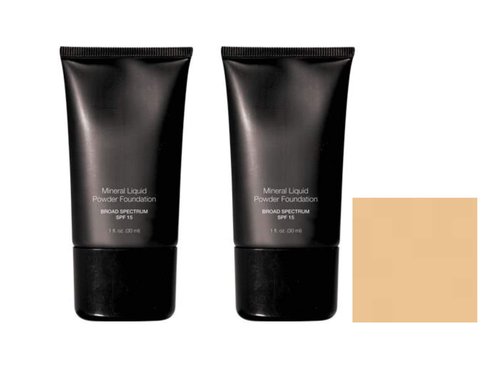 Beauty Deals Mineral Liquid Powder Foundation Broad Spectrum SPF 15 Pack of 2 (Vanilla Cream)