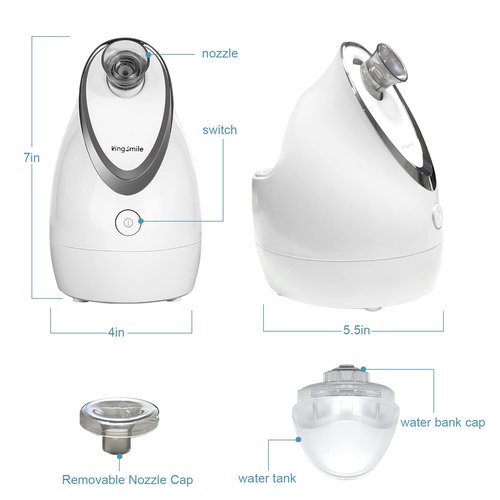 Kingsmile Facial Steamer, 3 in 1 Face Steamer for Facial,Compact NanoSteamer with Aromatherapy,Face Humidifier - Adjustable Nozzle, Warm Mist Steamer for Home SPA, Stainless Steel Skin Kit & Headband