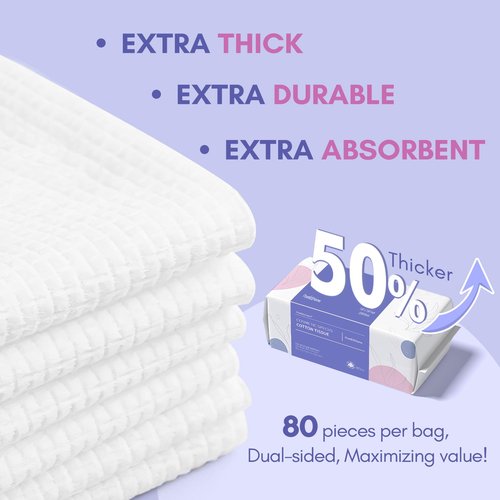 PoeticEHome Disposable Face Towel | Thick & Absorbent | Clean Face Tissue Biodegradable | Cotton Dry Wipes for Facial Cleansing & Makeup Removing