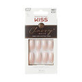 KISS Classy French Nail Manicure Kit - Long Coffin Shaped Nails with Gel Finish | 28 Count, Pink Glue & Accessories