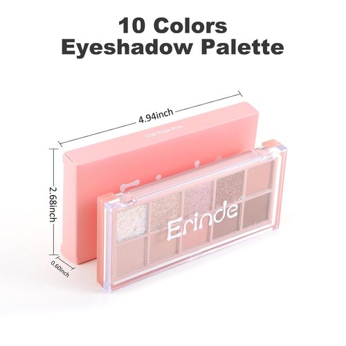 Erinde 10-Color Eyeshadow Palette - Ultra-Blendable Matte & Shimmer Shades, Rose Pink with Brush