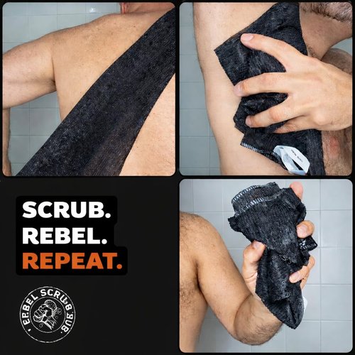 REBEL SCRUB CLUB Extra Rough Exfoliating Body Washcloth for Shower – Deep Clean Washcloth for Shower and Bath Back Scrubber