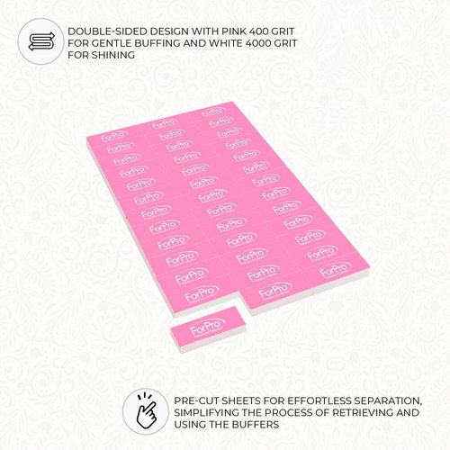 ForPro Professional Collection Sparkle Mini Buffer Sheet, Pre-Cut, Double-Sided Manicure & Pedicure Nail Buffers, Pink 400/White 4000 Grit, 39-Count (Pack of 6)