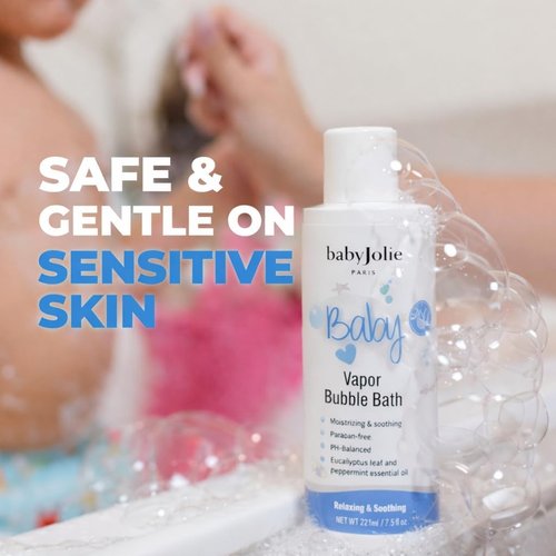 Baby Jolie Vapor Bubble Bath - Aromatherapy for Stuffy Nose & Cough Relief | 7.5 oz with Eucalyptus & Peppermint Extract