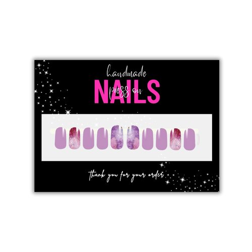 Handmade Acrylic Press On Nails Display Card | 5x7” 30 pk | w/Application Aftercare Instructions Inserts Hot Pink & Black Add to Your Bags to Display Nails