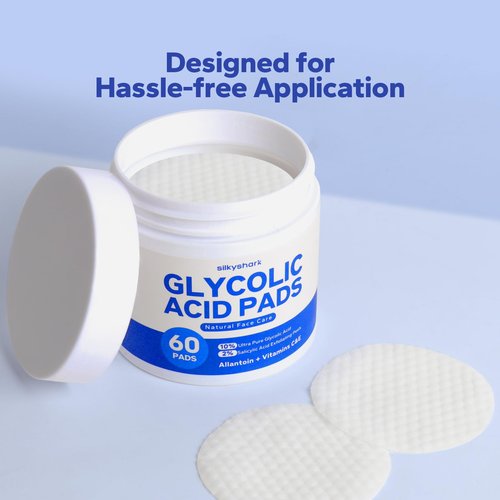 SilkyShark Glycolic Acid Resurfacing Pads (60 Count), 10% Ultra Pure + 2% Salicylic Acid, Exfoliating Peel Pads for Face, Effective Chemical Peel, Radiant Skin Renewal
