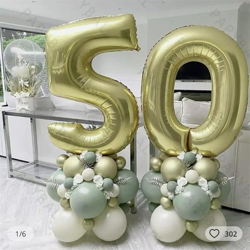 40 Inch Light Gold Number 8 Foil Balloon for Birthday Wedding Graduation Decorations - Variation of This Listing