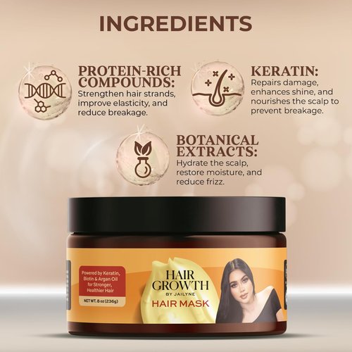 Jailyne Ojeda Hair Growth Repair Mask - Protein-Enriched Deep Conditioning Treatment for Damaged Hair - Sulfate-Free & Paraben-Free