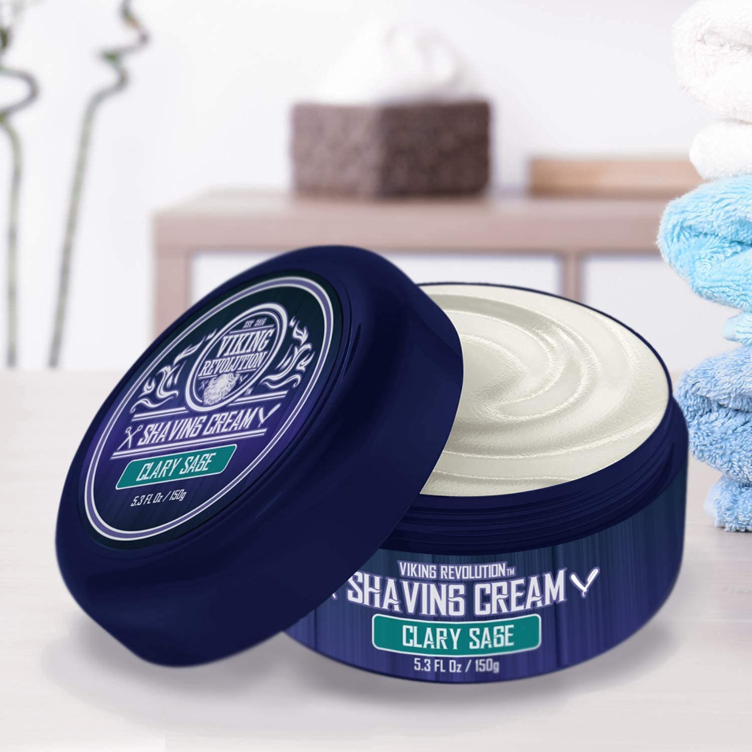 Viking Revolution Luxury Shaving Cream - Clary Sage Scent for Soft, Smooth Shaves - 5.3 Fl Oz