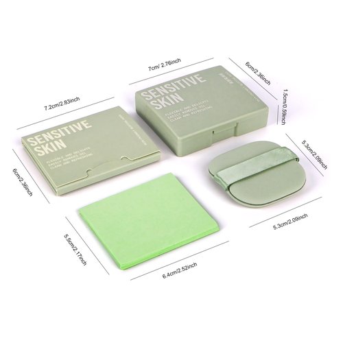 KYDA 400 Sheets Face Oil Blotting Paper, Included Refills, Mirror and Puff, Oil Absorbing Sheets for Matte Makeup, Controls Shine, Absorb Excess Oil, Travel Size Gentle Face Makeup, Green Tea