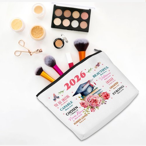 CQM Graduation Gifts Graduation 2026 Inspirational Makeup Bag Religious Cosmetic Bag Toiletry Bag Zipper Pouch Christian Gifts for Women Female Her Masters PHD Degree College University Senior