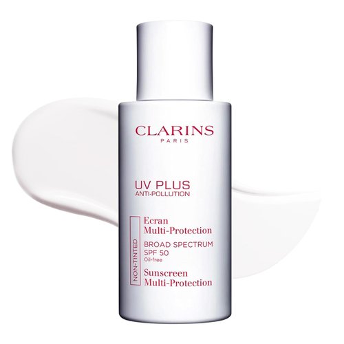 Clarins UV Plus Anti-Pollution Sunscreen - Broad Spectrum SPF 50 | Oil-Free, No White Cast | UVA/UVB Protection for All Skin Types