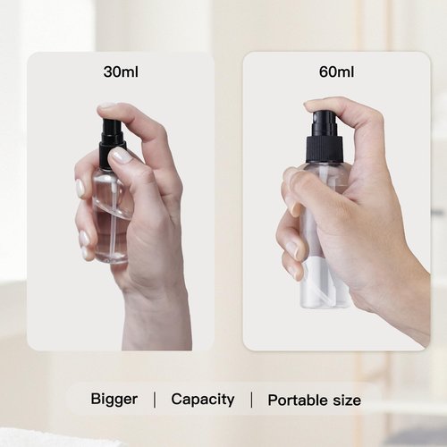 LISAPACK 2oz Small Spray Bottle (10 Pack) Plastic Mini Fine Mist Atomizer, Tiny Sprayer for Travel Perfume, Cologne, Alcohol (Brown, 60ml)