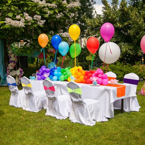 Multicolor Stretch Chair Sash Bands & Satin Table Runner Set - 54 Pcs
