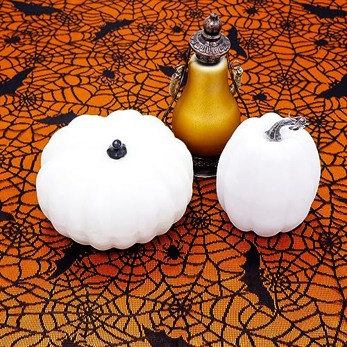 Halloween Table Cloth 2pcs Black Lace Spider Web Cover with Orange Liner - Variation of Black+Orange