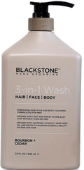 Blackstone 3-in-1 Wash for Men - Cleanses & Conditions Hair, Body & Face | Caffeine & Vitamin C | Bourbon & Cedar, 32 fl oz