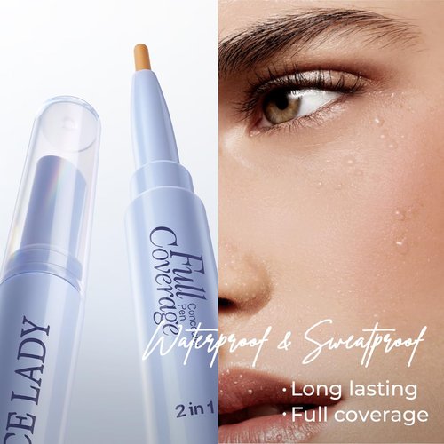 SACE LADY 2-in-1 Full Coverage Concealer Pen - Dual-End Waterproof Stick for Dark Circles & Blackheads | Lightweight (#01 Light Natural)