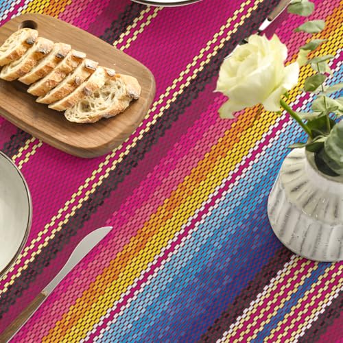 Pink Stripes 60x60 Inch Round Tablecloth - Durable Polyester, Home Decor