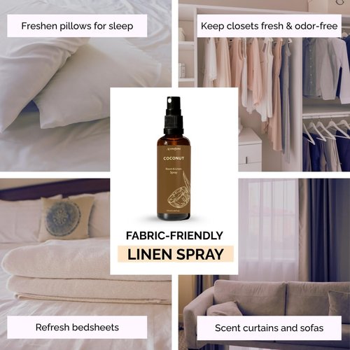 Aromafume Coconut Room Linen & Pillow Spray - 100ml | Pure Coconut Essential Oil for Relaxation & Sleep