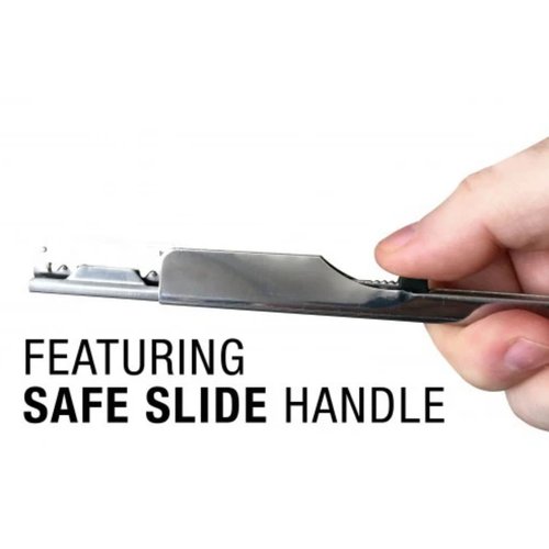 The Shave Factory Black & Silver Straight Edge Razor, Single Edge Blade Compatible Shaving Kit, Easy Replaceable Blade Razor (2 Piece Set)