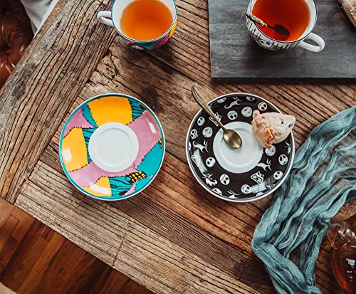 Nightmare Before Christmas Ceramic Tea Cup Set with Jack and Sally – 6.7 Ounces, 4-Piece Set