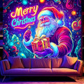 UV Reactive Christmas Tapestry - Glow in the Dark Wall Hanging for Holiday Decor