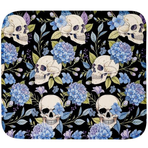 Halloween Skull & Floral Dish Drying Mat 18x24 Inch Kitchen Counter Protector