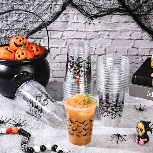 50Pcs Halloween Bat Plastic Cups - 12oz Disposable Party Cups for Fall Events