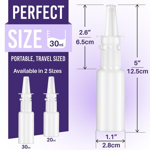 JULLY! 3-Pack 30ML Unique Mist Nasal Sprayer - Empty Refillable Pump Sprayer for Nose, Medical, Home Remedy, Saline. Improved Modern Design, Sturdy HDPE Plastic, Easy to Use Dosage Mechanism
