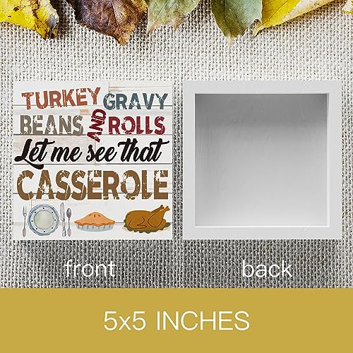 Thanksgiving Wooden Box Sign - Farmhouse Rustic Fall Decor - 5x5 Inches - Happy Thanksgiving 10
