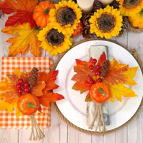 Fall Pumpkin Napkin Rings Set of 4 Autumn Table Decor