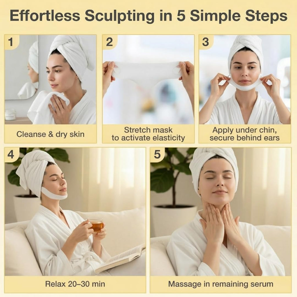 V Line Lifting Neck & Chin Mask - Anti-Aging Jawline Shaper with Retinol & Collagen - 5 Pack