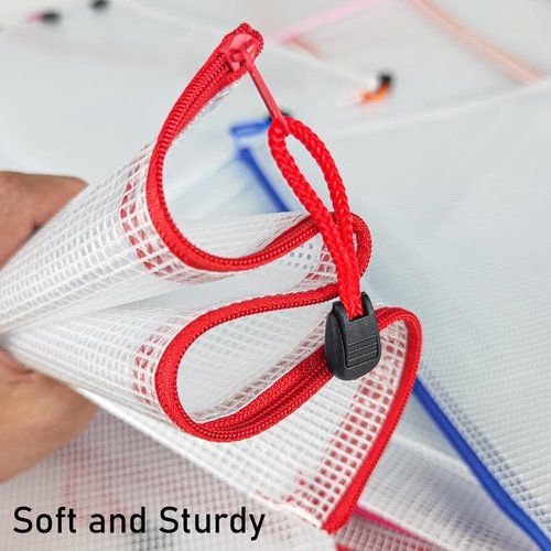 D-KINGCHY 24-Piece Zipper Storage Bags - Waterproof Plastic Mesh Pouches for Office, School & Travel Organization
