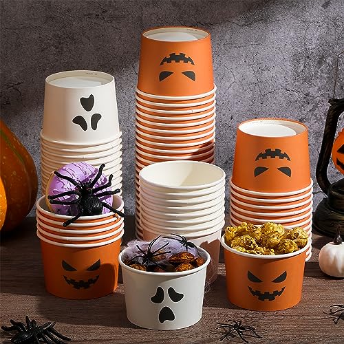 150 Pack Halloween Snack Cups 8oz Disposable Pumpkin Ghost Paper Bowls