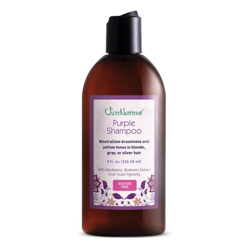 Just Nutritive Purple Toning Shampoo - Eliminate Brassiness & Boost Shine for Blonde, Gray, White Hair | 8 oz, Sulfate-Free, Paraben-Free