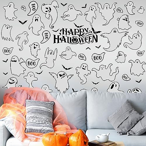Halloween Ghost Wall Stickers - White Ghost Window Clings for Decor