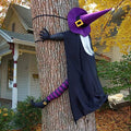 Giiffu Halloween Outdoor 57-Inch Crashing Witch Tree Decor with Purple + Black Variation