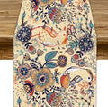 W13x36 Inch Boho Paisley Table Runner - Beige Floral Fabric for Home & Party