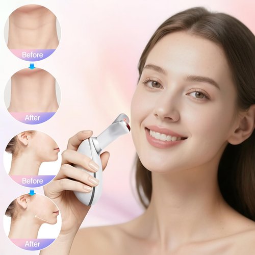 Neck and Face Care Device for Home Daily Use, Skin Care Tool, Wrink-le Improve, Firm, Tightening and Smooth Cream White